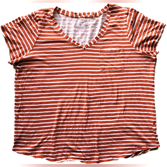 Torrid Women's Classic Fit Everday Stripe Short Sleeves V-Neck T-Shirt - 2 - Picture 1 of 5